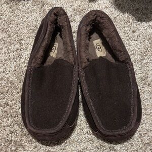 UGG Dark Brown Suede Ascot Slippers